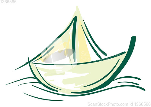 Image of Sailing boat painting vector or color illustration