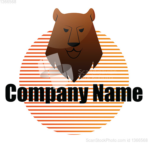 Image of Bear head in front of striped circle and blank text space logo v