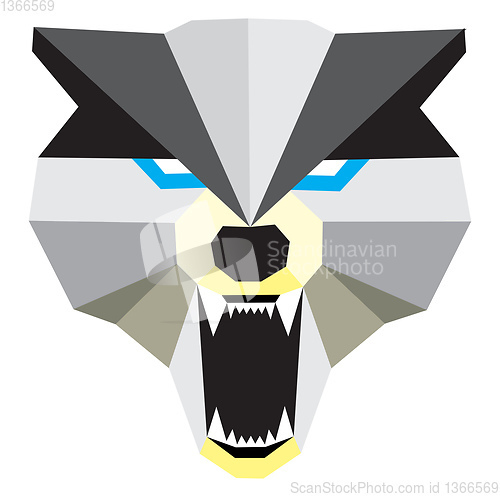 Image of Howling wolf with canine teeth vector or color illustration