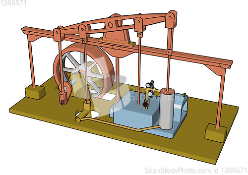 Image of A steam engine Machine vector or color illustration