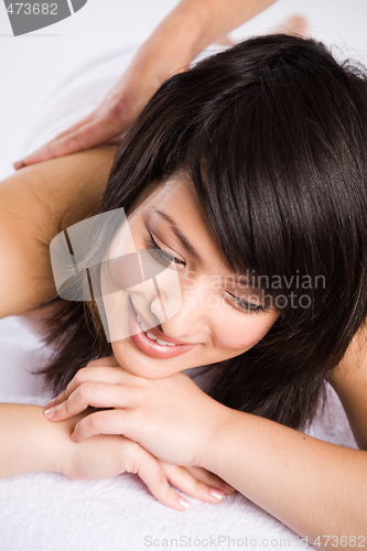 Image of Beautiful asian woman spa massage