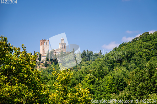 Image of historic church on a hill, Marche Italy