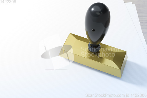 Image of metal stamp on white paper background