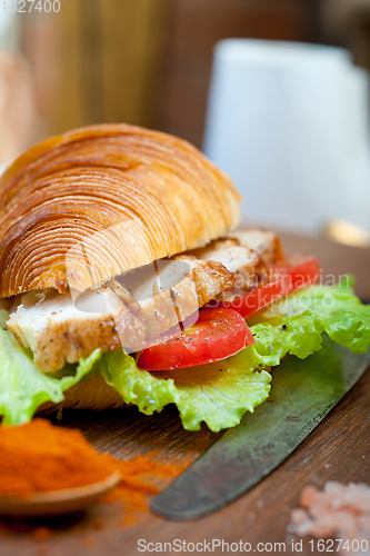 Image of savory croissant brioche bread with chicken breast 