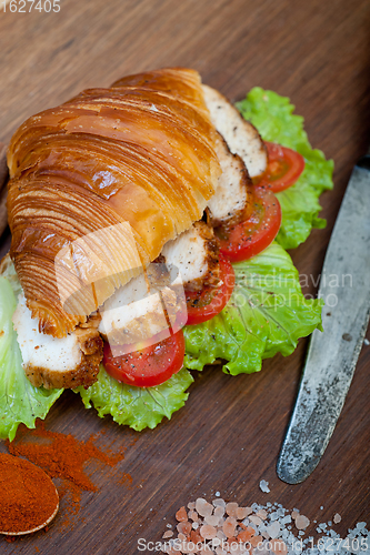 Image of savory croissant brioche bread with chicken breast 