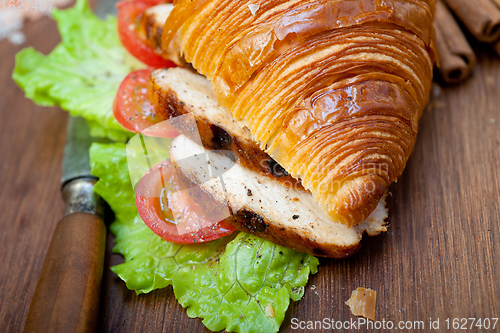 Image of savory croissant brioche bread with chicken breast 