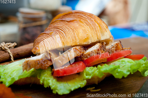Image of savory croissant brioche bread with chicken breast 