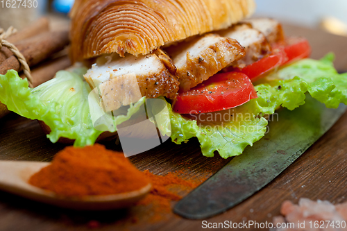 Image of savory croissant brioche bread with chicken breast 