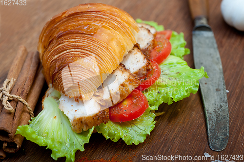 Image of savory croissant brioche bread with chicken breast 