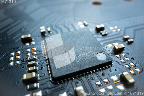Image of Semiconductor and pc parts closeup photo