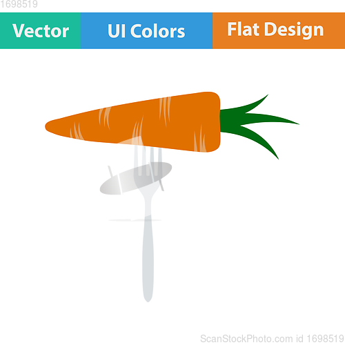 Image of Flat design icon of Diet carrot on fork 