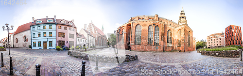 Image of Small Square with Old houses near the St. Peter Church, Riga