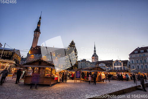 Image of Traditional Christmas market in Tallinn old town.