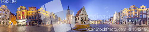 Image of Night Skyline of Poznan Old Market Square in western Poland.