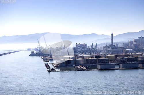 Image of Panorama of the Genova port in Italy.