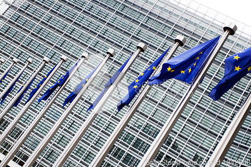 Image of European commission with European flags