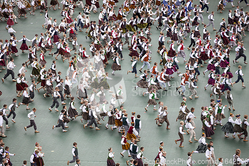 Image of Dancers perform at the Grand Folk dance concert of Latvian Youth