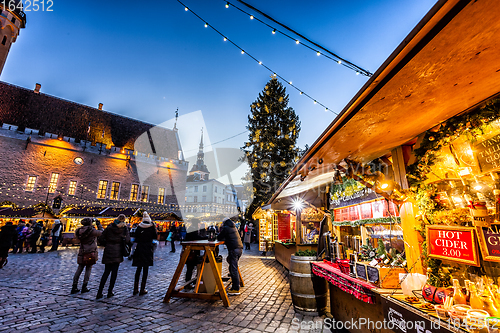 Image of Traditional Christmas market in Tallinn old town.