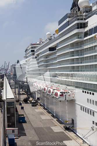 Image of Cruise ships anchored in port