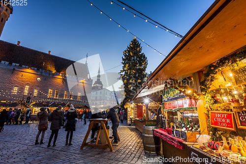 Image of Traditional Christmas market in Tallinn old town.