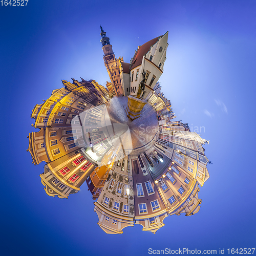 Image of Night Skyline of Poznan Old Market Square in western Poland.