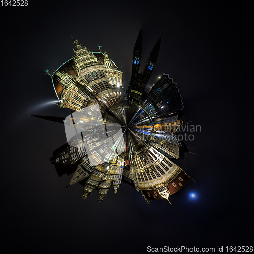 Image of Night Mini planet of Bremen main market square