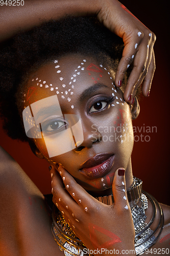 Image of Beautiful black girl with crystal crown