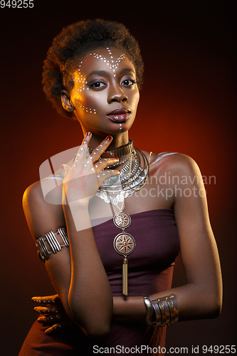 Image of Beautiful black girl with crystal crown