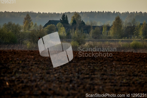 Image of Plowed field in spring season.