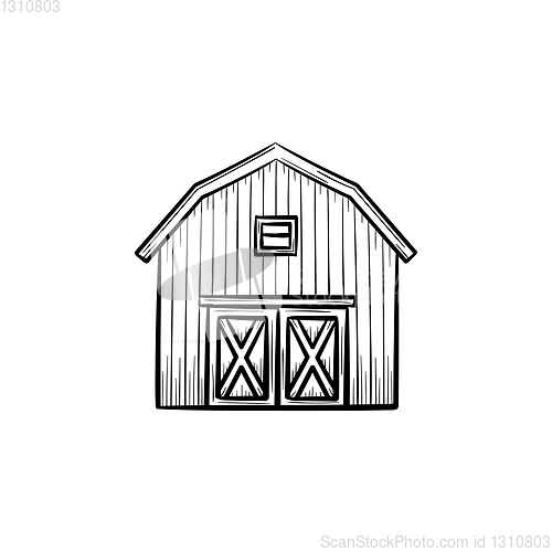 Image of Farm barn hand drawn sketch icon.