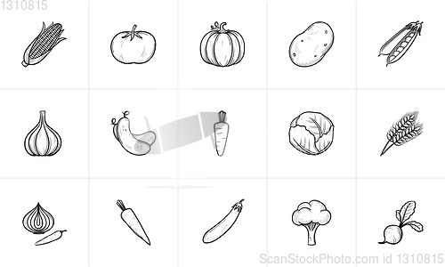 Image of Agriculture food sketch icon set.