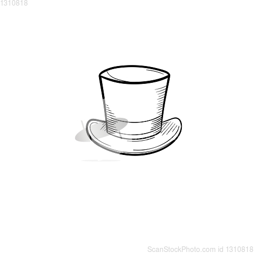 Image of Top hat hand drawn sketch icon.