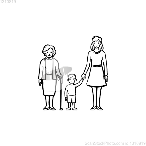 Image of Family generation hand drawn sketch icon.