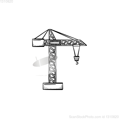 Image of Construction crane hand drawn sketch icon..