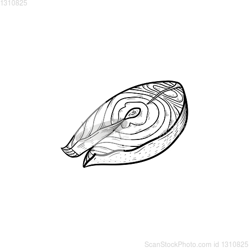 Image of Fish steak hand drawn sketch icon.