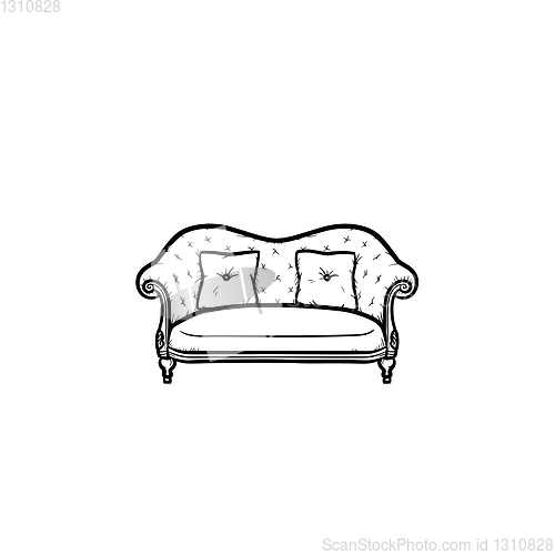 Image of Sofa hand drawn sketch icon.