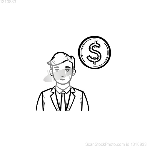 Image of Earning money hand drawn sketch icon.