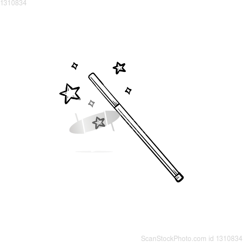 Image of Magic wand hand drawn sketch icon.