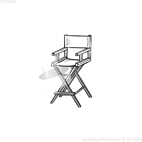 Image of Movie director chair hand drawn sketch icon.