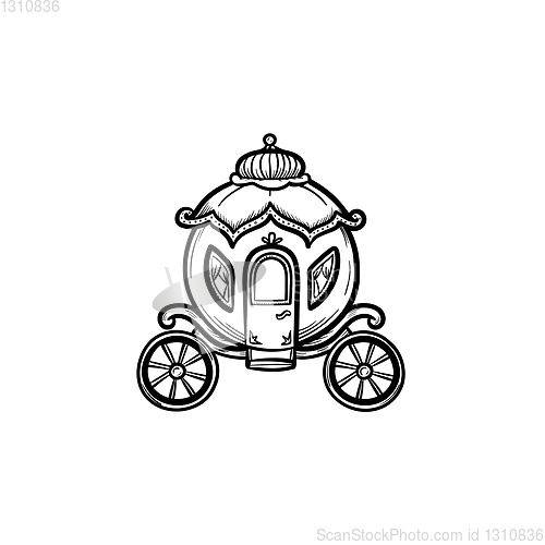 Image of Fairytale carriage hand drawn sketch icon.