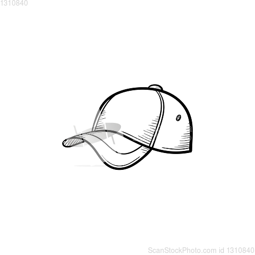 Image of Baseball hat hand drawn sketch icon.