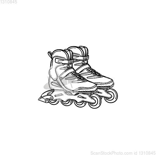 Image of Roller shoes hand drawn sketch icon.