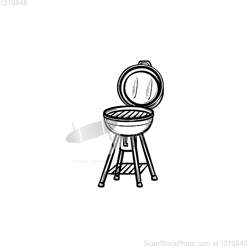 Image of BBQ grill hand drawn sketch icon.