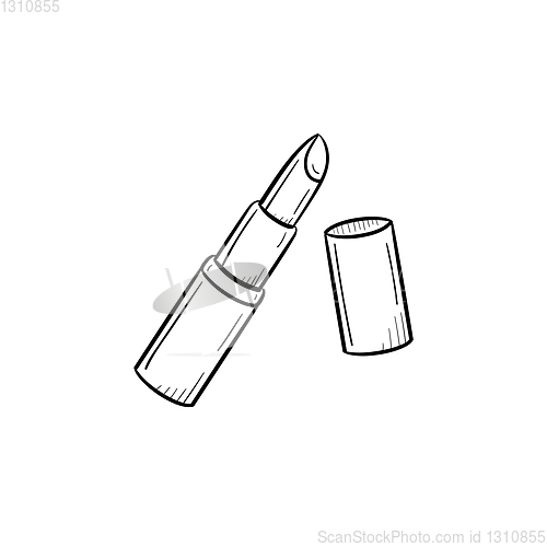 Image of Lipstick hand drawn sketch icon.