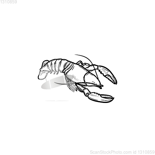 Image of Lobster hand drawn sketch icon.