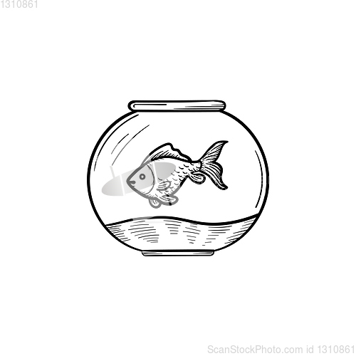 Image of Fishbowl hand drawn sketch icon.