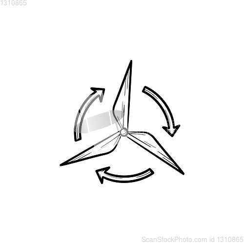 Image of Wind generator hand drawn sketch icon.