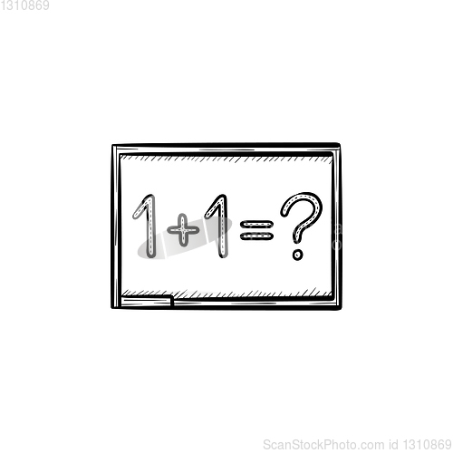 Image of Blackboard with math task hand drawn sketch icon.