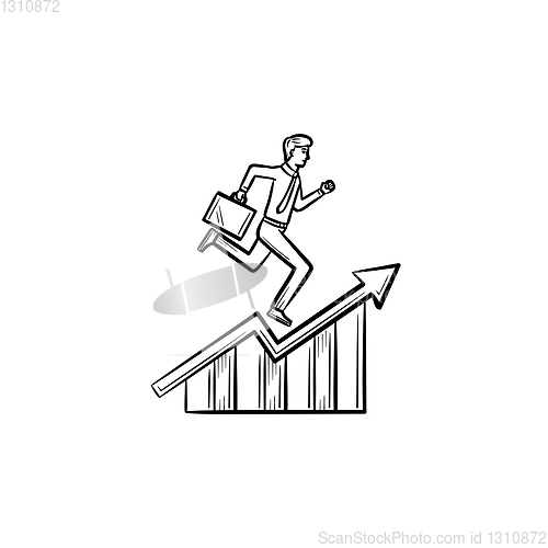 Image of Employee running up hand drawn sketch icon.