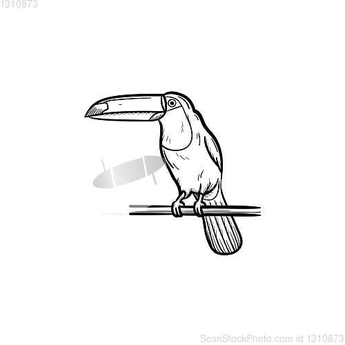 Image of Toucan hand drawn sketch icon.